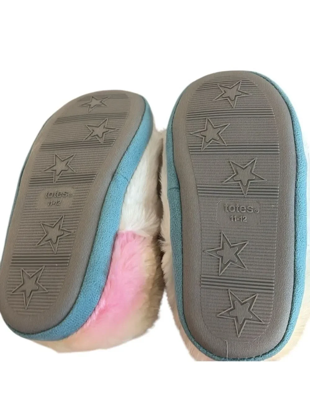 Totes Girls Unicorn Slippers Plush Indoor/ Outdoor White Multi Size S 11-12 New